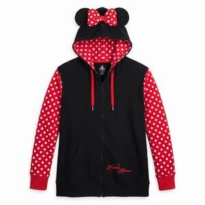 Disney Parks Womens 2X Kidcore Retro Casual Minnie Mouse Zip Hoodie Ears Bow